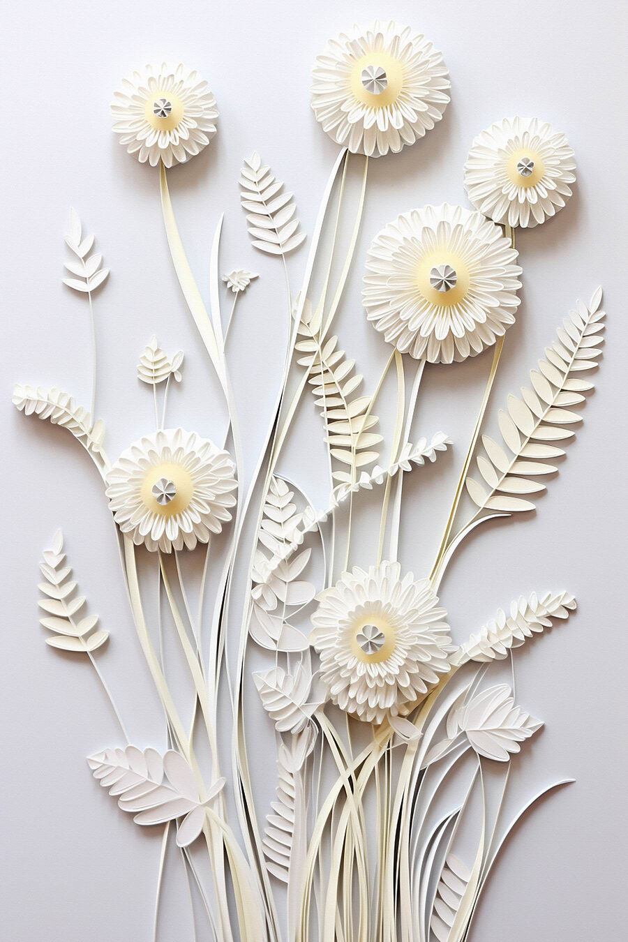 Knipbloemen van wit papier