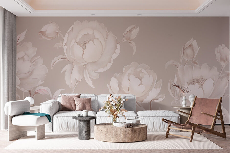 Behang met bloemen