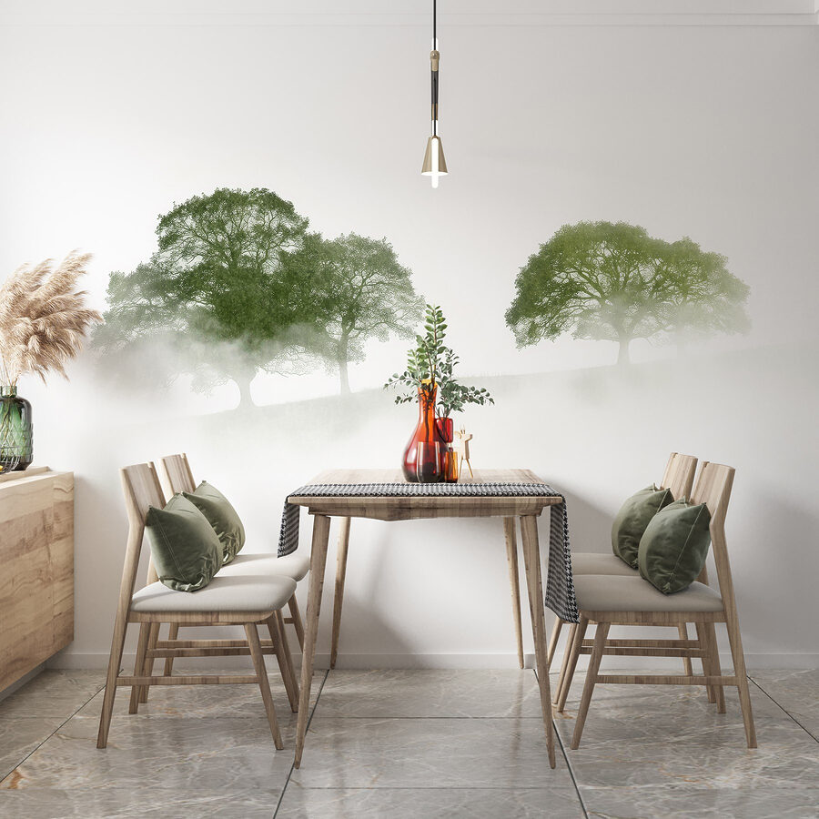 Bomen in de mist