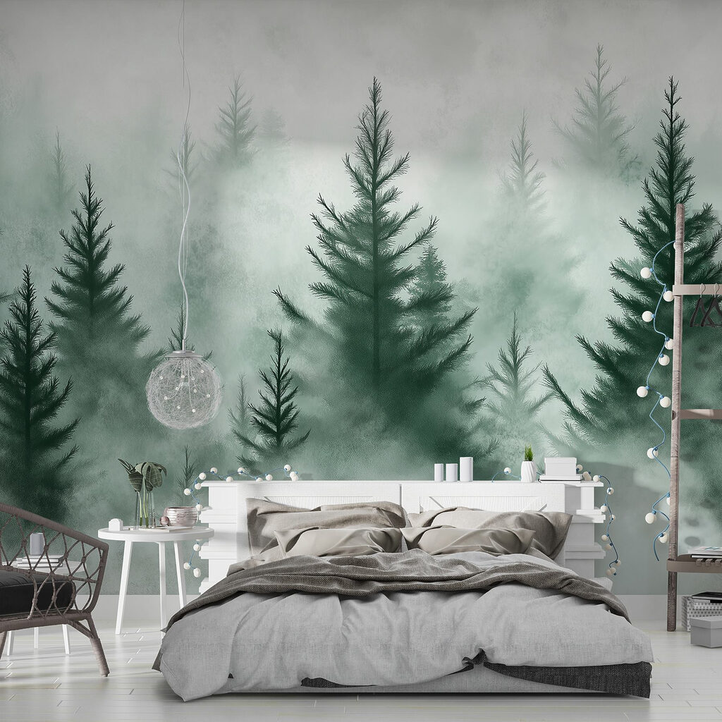 Group of trees in the fog Group of trees in the fog