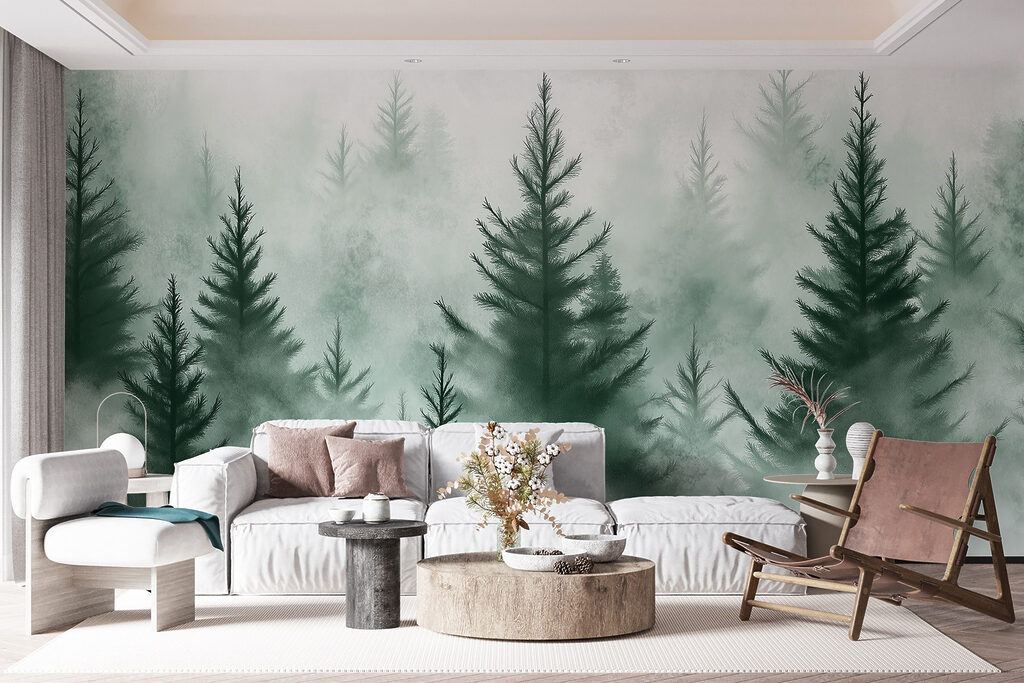 Group of trees in the fog Group of trees in the fog