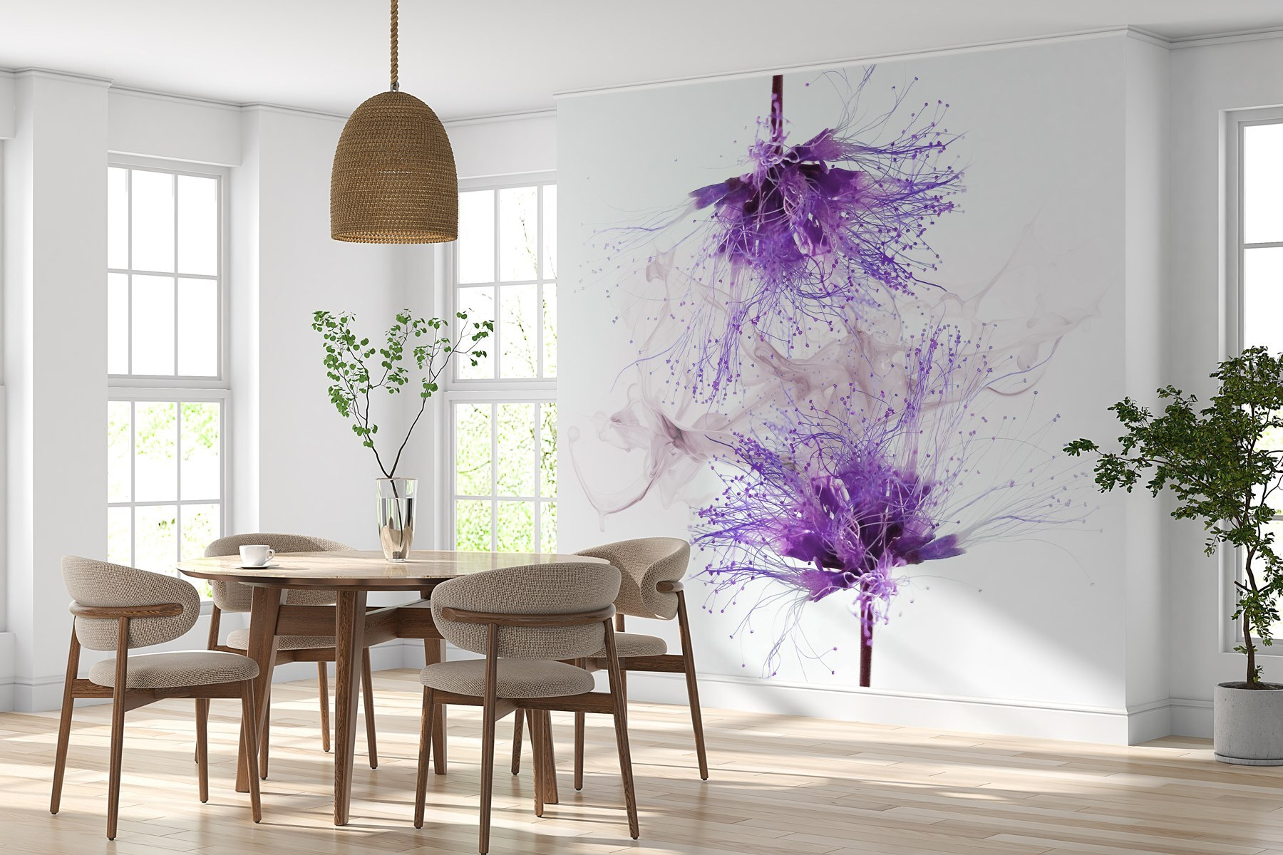 Purple flowers with purple splatters