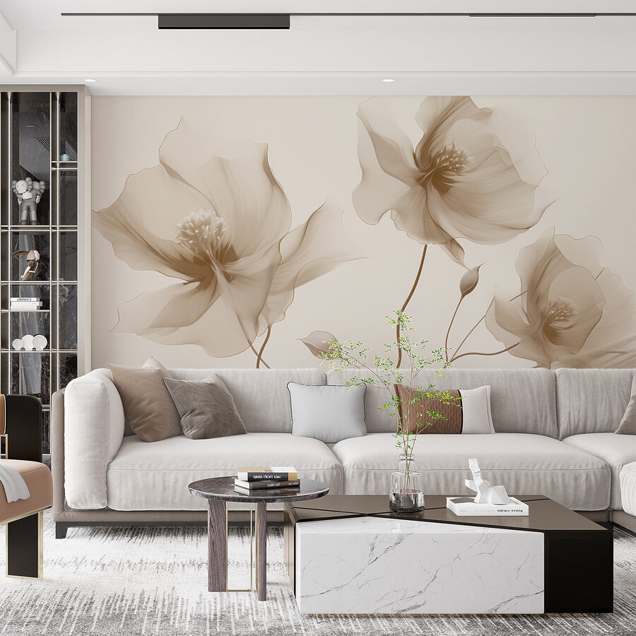 Fotobehang Delicate bloemblaadjes in zachte tinten - Afbeelding 4