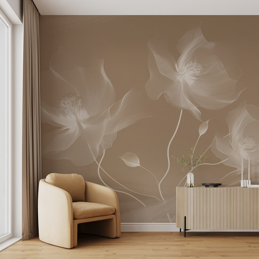 Fotobehang Delicate bloemen in zachte tinten - Afbeelding 2