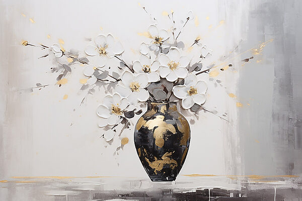 Schilderij van bloemen in een vaas Schilderij van bloemen in een vaas