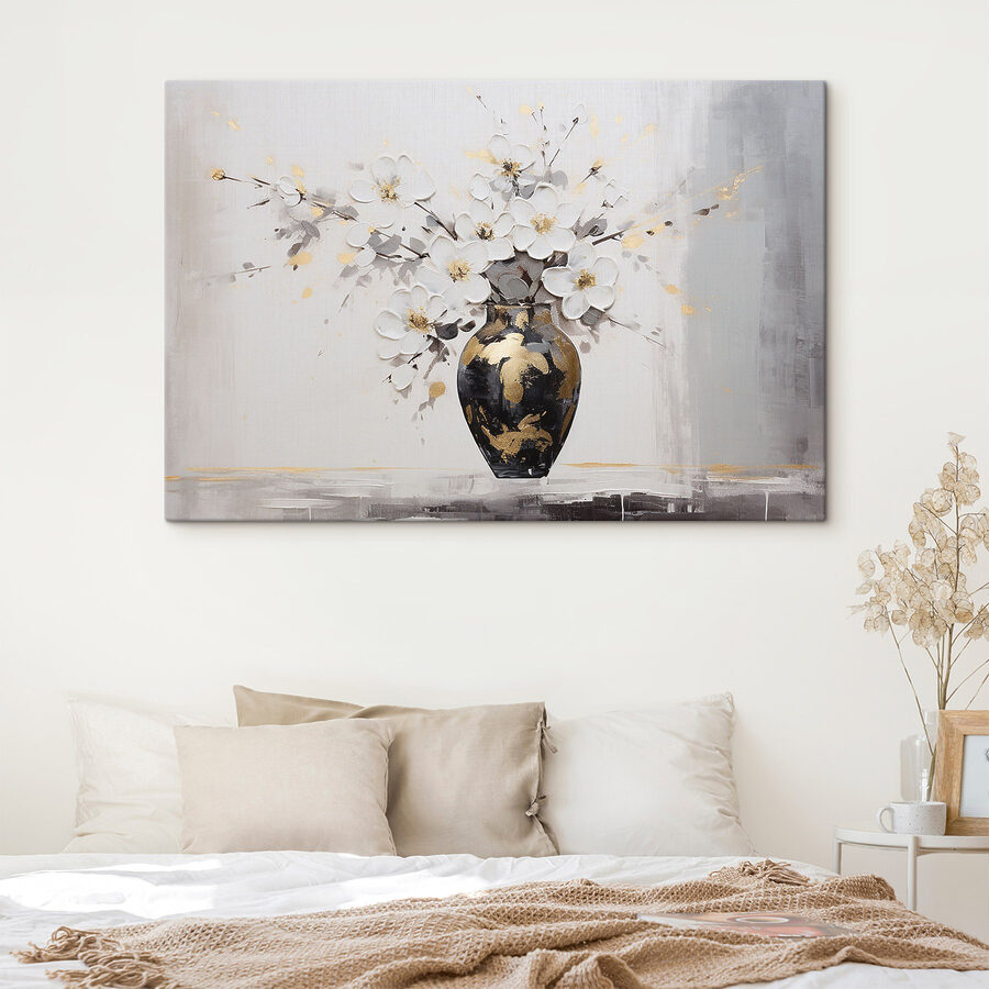 Schilderij van bloemen in een vaas Schilderij van bloemen in een vaas