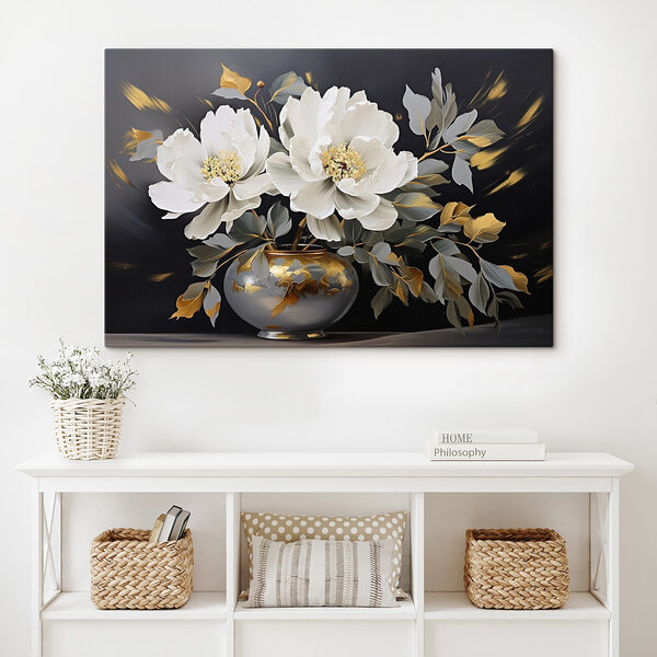 Schilderij van bloemen in een vaas Schilderij van bloemen in een vaas