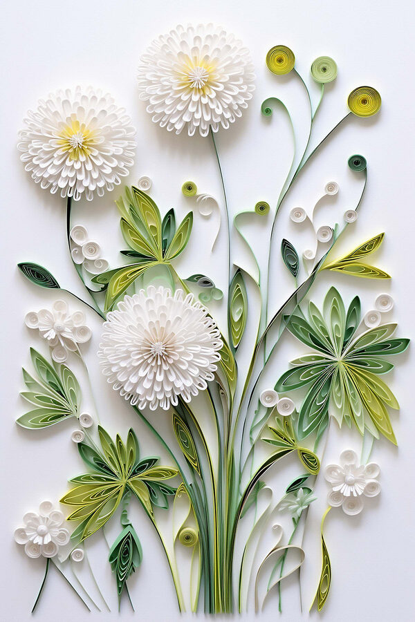 Papieren bloemen en bladeren Papieren bloemen en bladeren