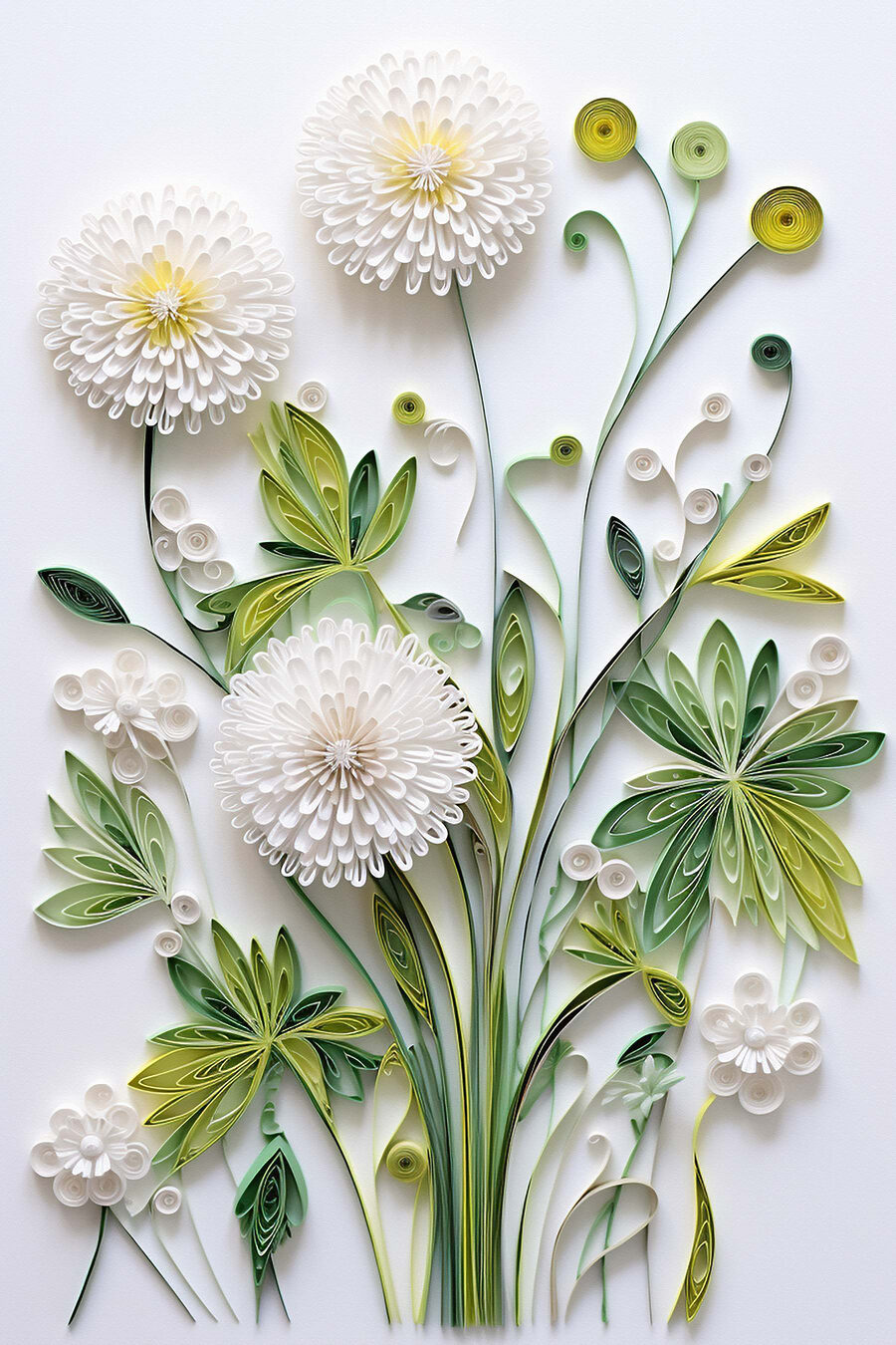 Papieren bloemen en bladeren Papieren bloemen en bladeren