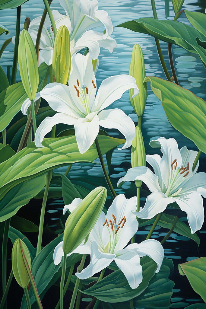 Delicate blooms on tranquil waters