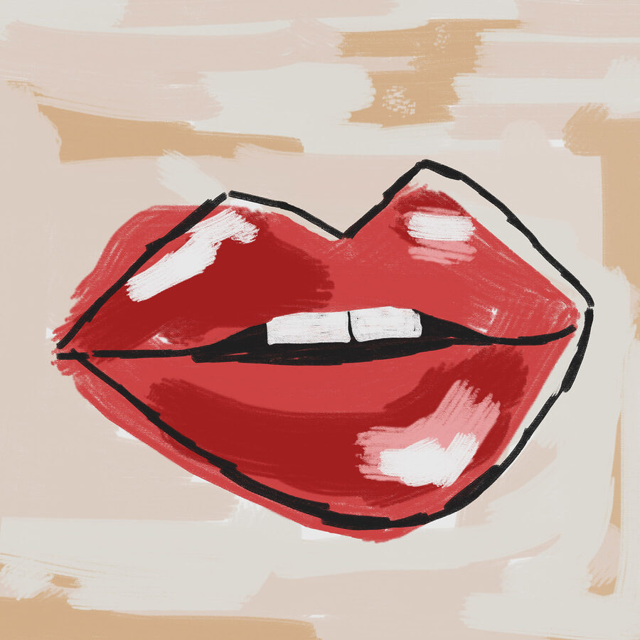 Tekening van een rode lippen Tekening van een rode lippen