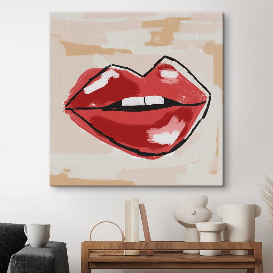 Tekening van een rode lippen Tekening van een rode lippen