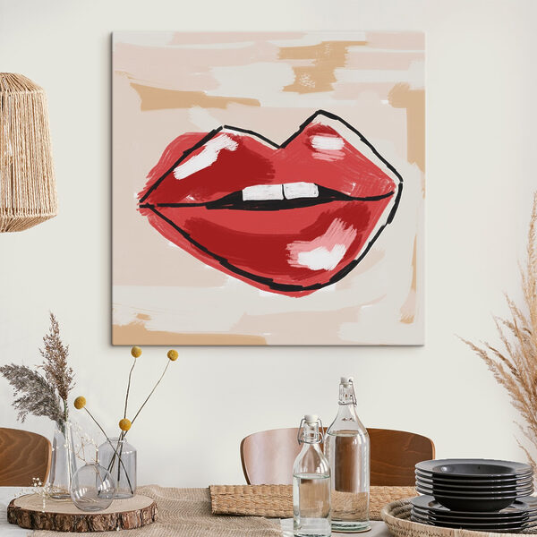 Tekening van een rode lippen Tekening van een rode lippen