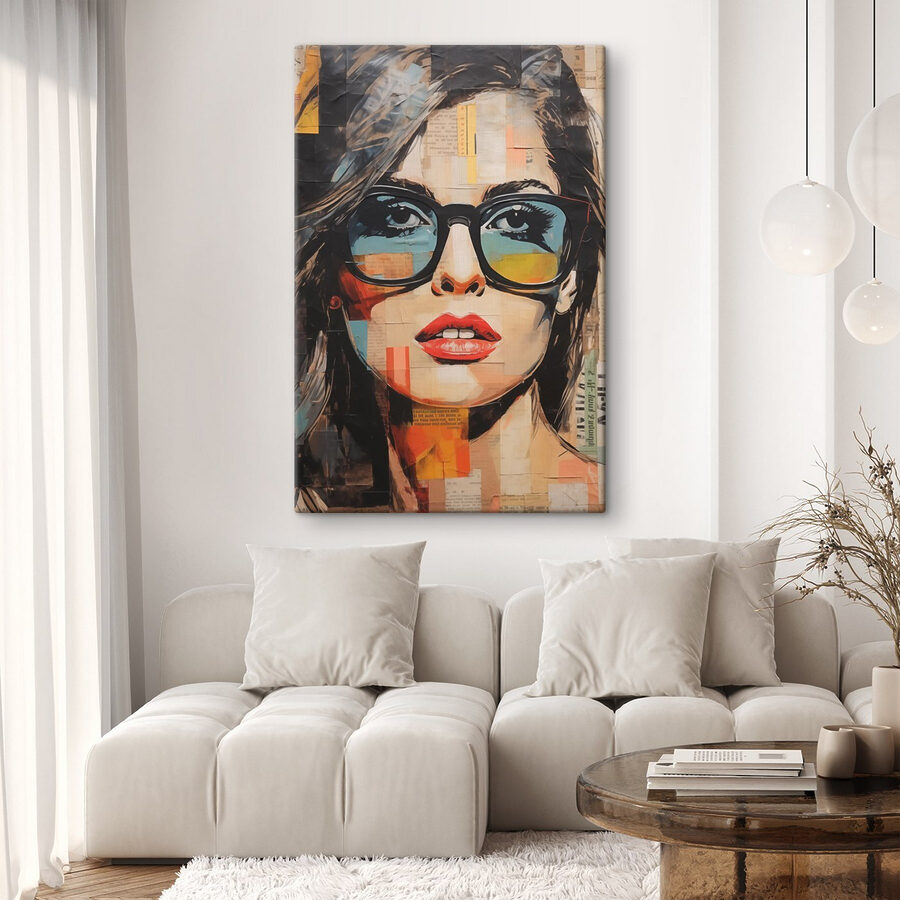 Schilderij van een vrouw met zonnebril