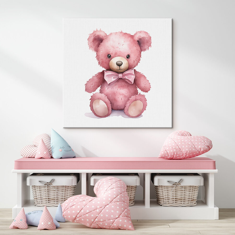 Roze teddybeer met strikje Roze teddybeer met strikje