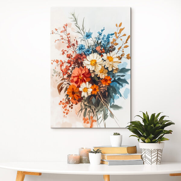 Schilderij van bloemen in een vaas Schilderij van bloemen in een vaas