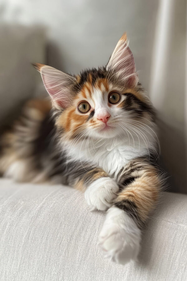 Kat liggend op een bank Kat liggend op een bank
