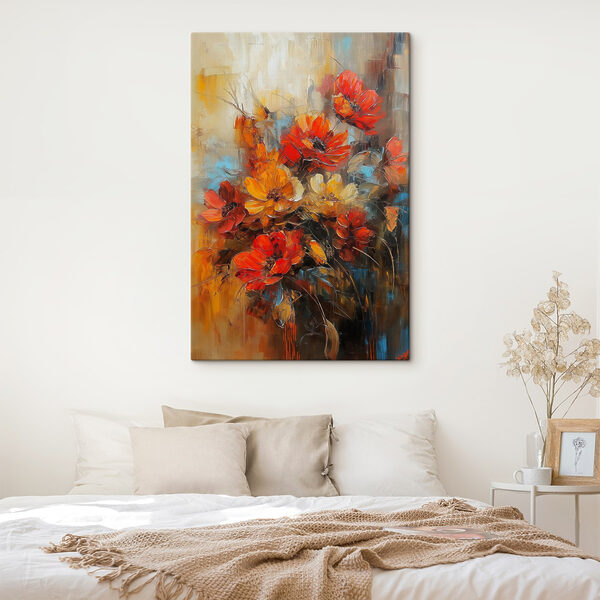 Schilderij van bloemen op een doek Schilderij van bloemen op een doek