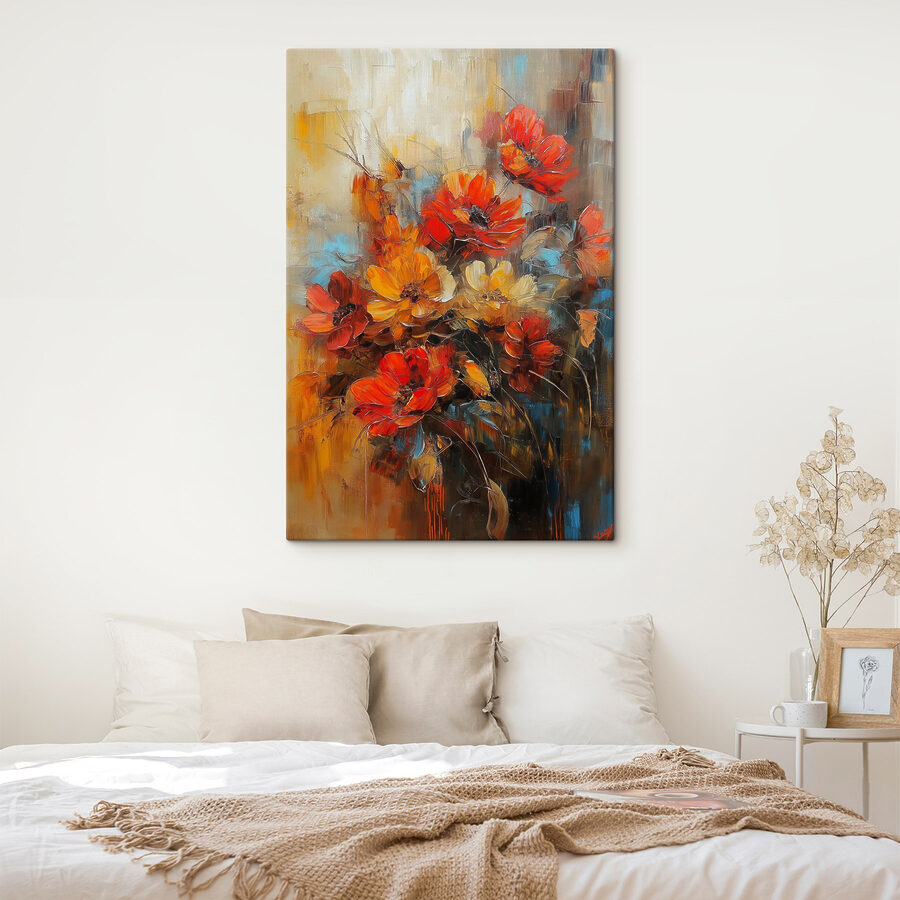 Schilderij van bloemen op een doek Schilderij van bloemen op een doek