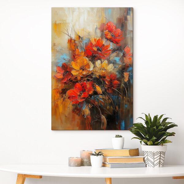 Schilderij van bloemen op een doek Schilderij van bloemen op een doek
