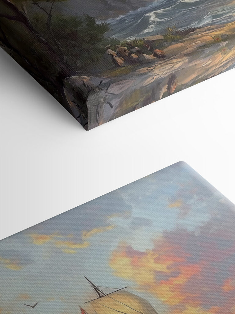 Painting of a ship sailing on the water