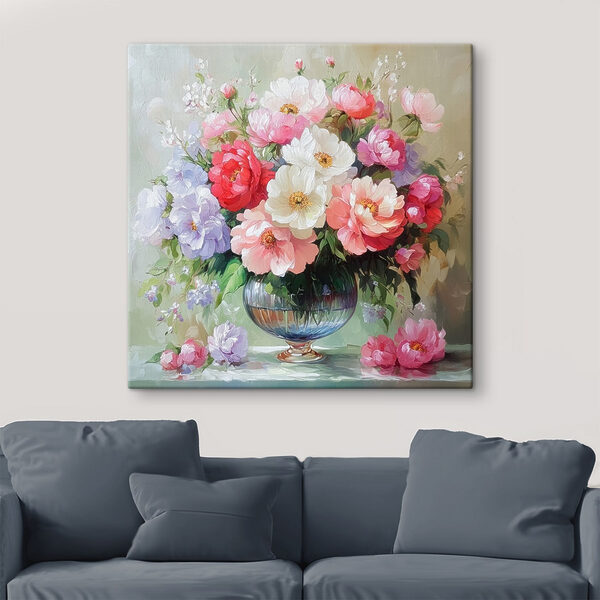 Schilderij van bloemen in een vaas Schilderij van bloemen in een vaas