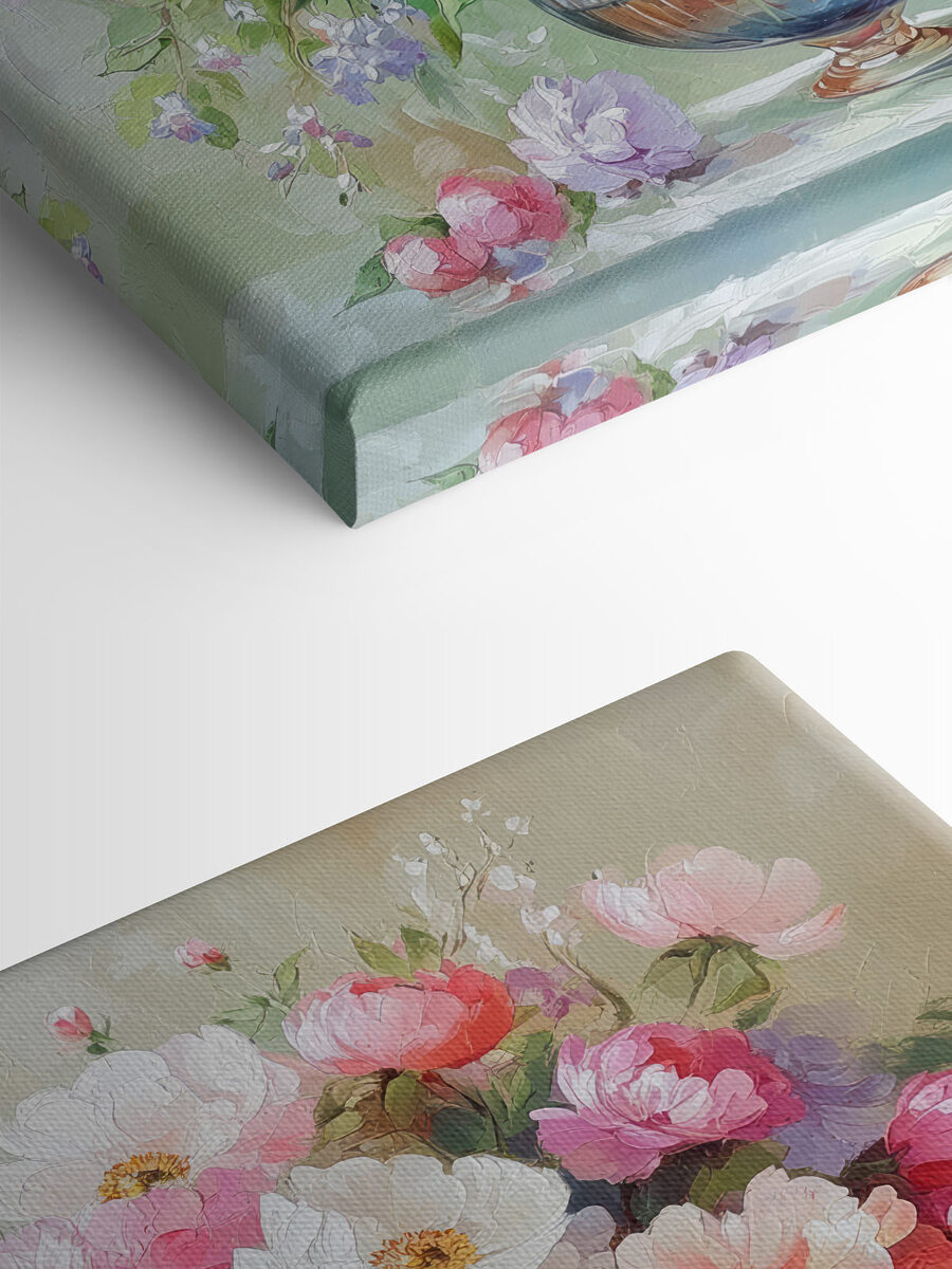 Schilderij van bloemen in een vaas
