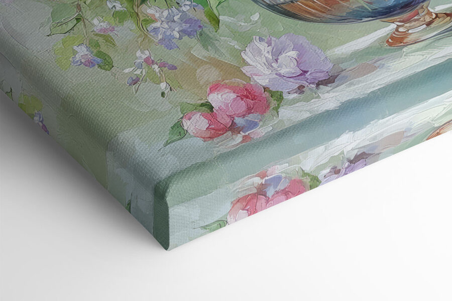 Schilderij van bloemen in een vaas