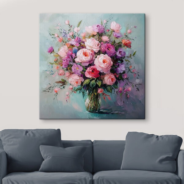 Schilderij van bloemen in een vaas Schilderij van bloemen in een vaas