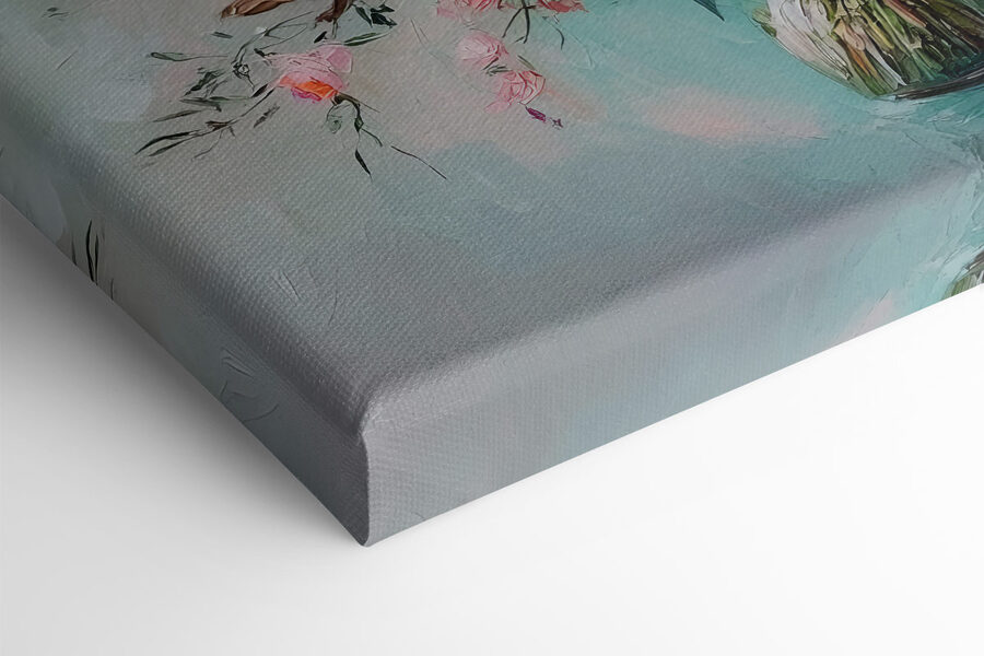 Schilderij van bloemen in een vaas