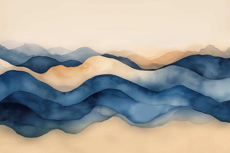 Blauwe en bruine golven