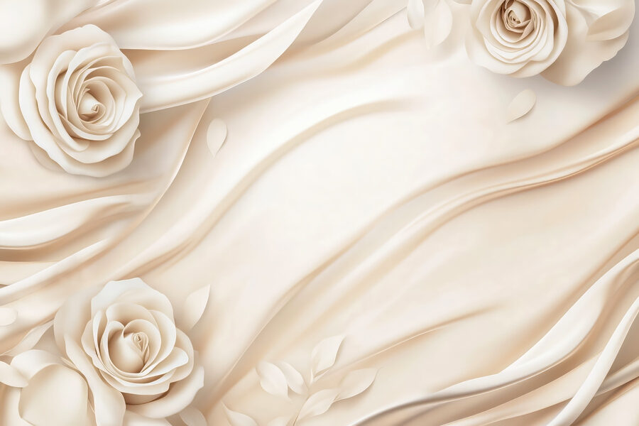 Fotobehang Witte rozen op een witte doek - Afbeelding 7