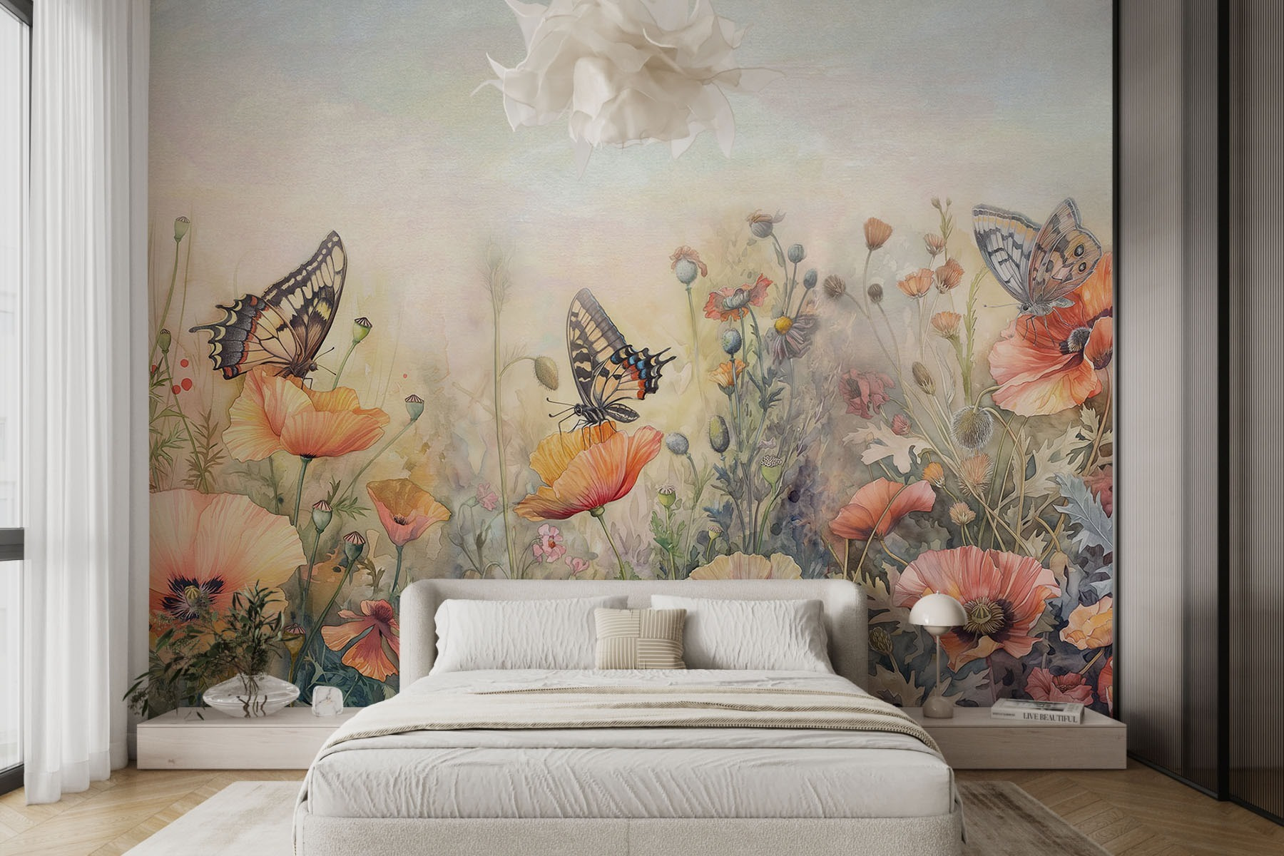 Butterflies on flowers in a field Butterflies on flowers in a field