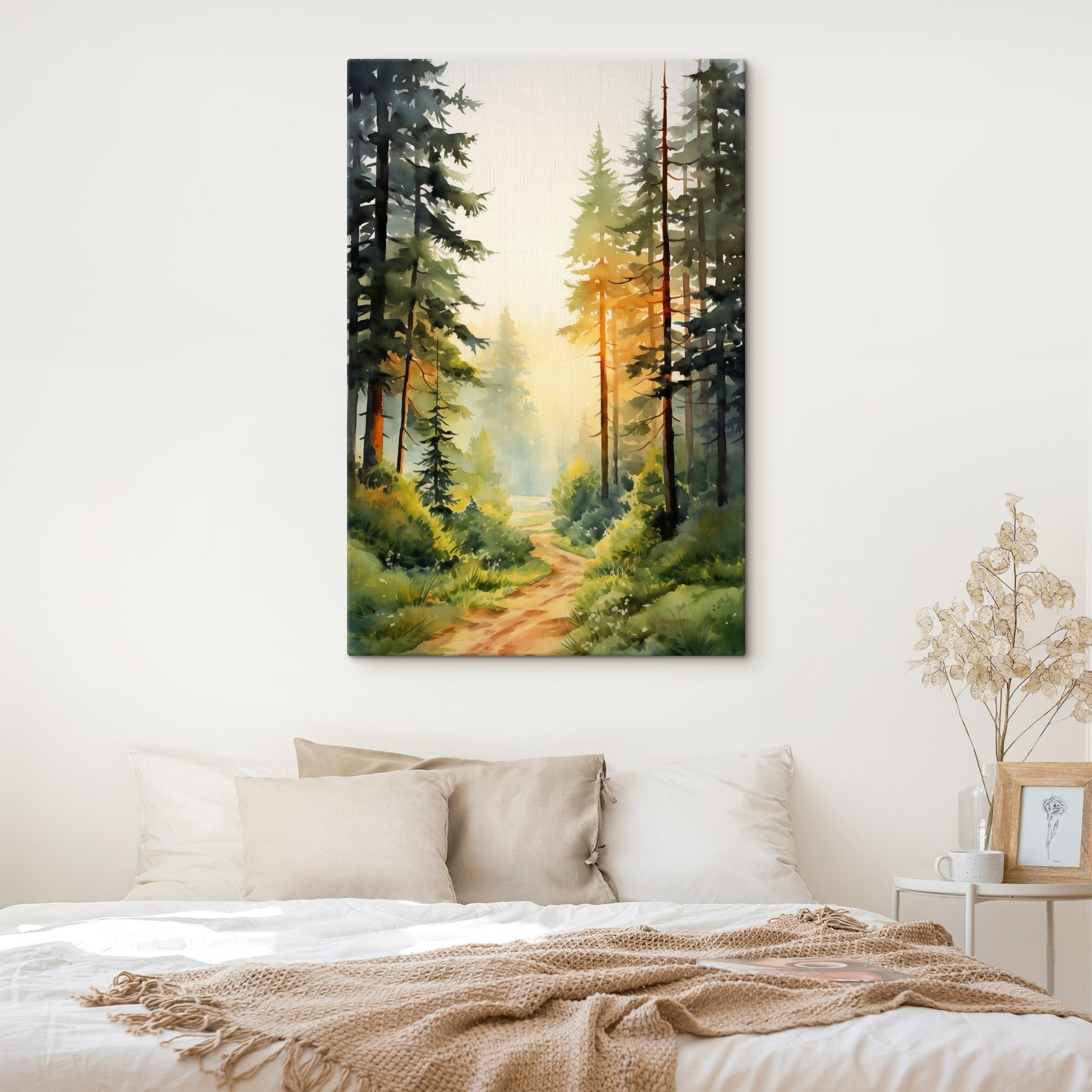 Watercolor painting of a forest