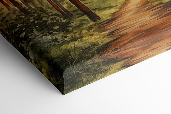 Schilderij van een bos met een pad en bomen Schilderij van een bos met een pad en bomen