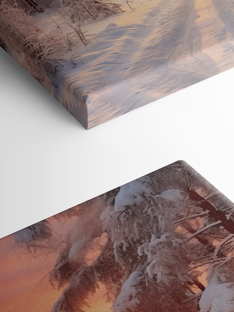 Snow covered road in a forest