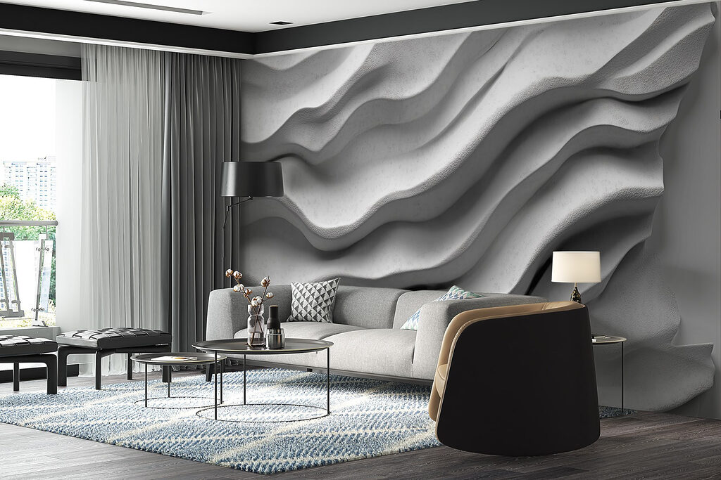 White surface with wavy lines White surface with wavy lines