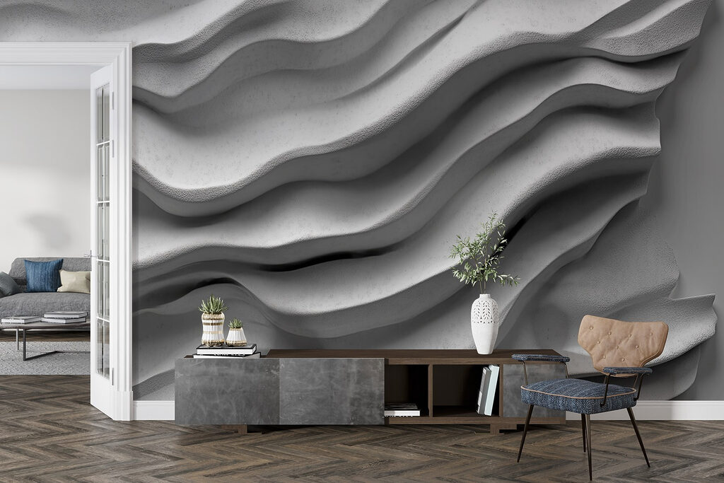 White surface with wavy lines White surface with wavy lines