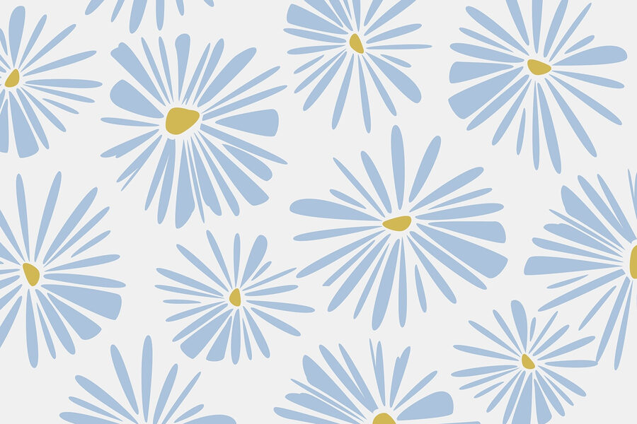 Patroon van blauwe en gele bloemen