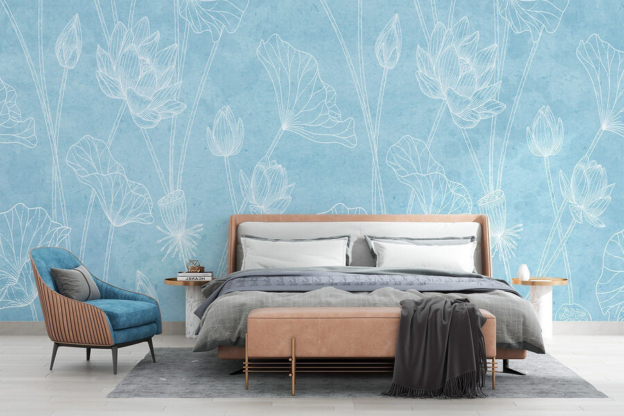 Blauw en wit bloemenpatroon