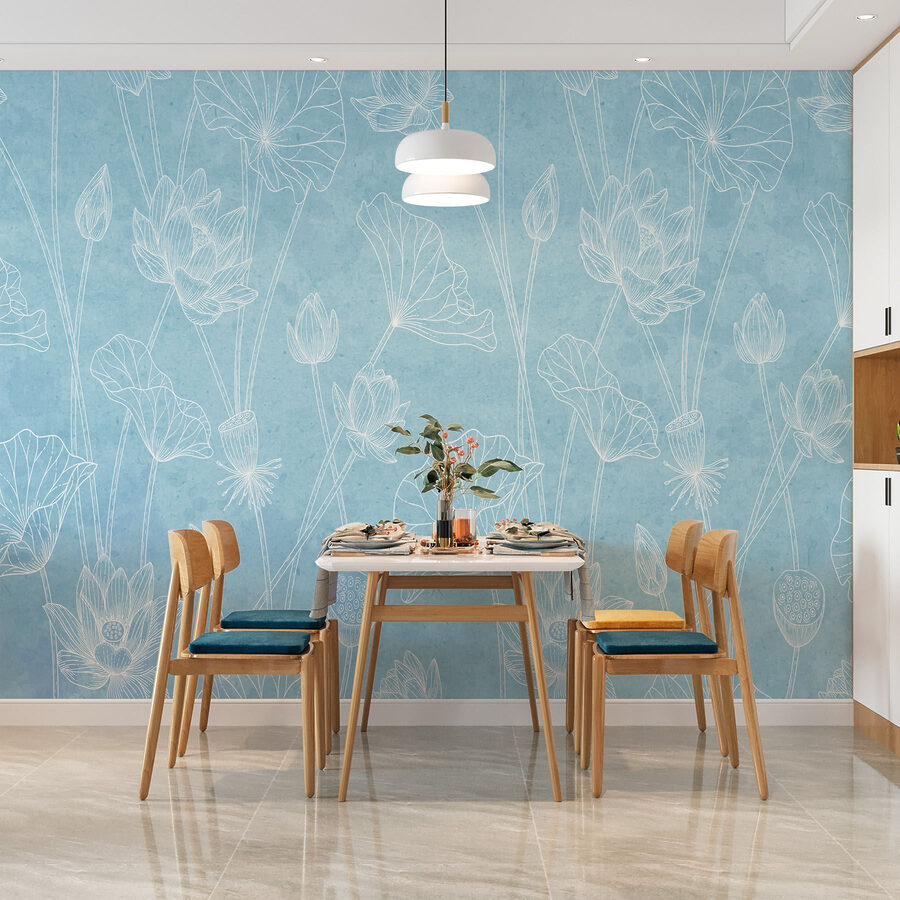 Blauw en wit bloemenpatroon