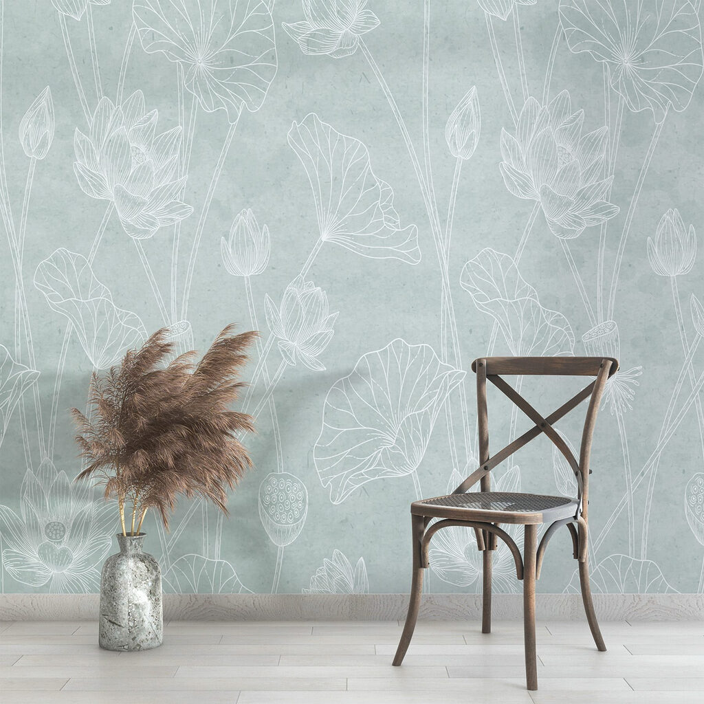 Pattern of flowers on a blue background