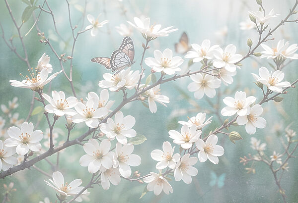 Vlinder op een witte bloem Vlinder op een witte bloem