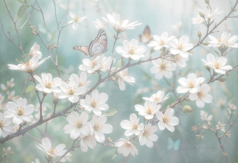 Vlinder op een witte bloem