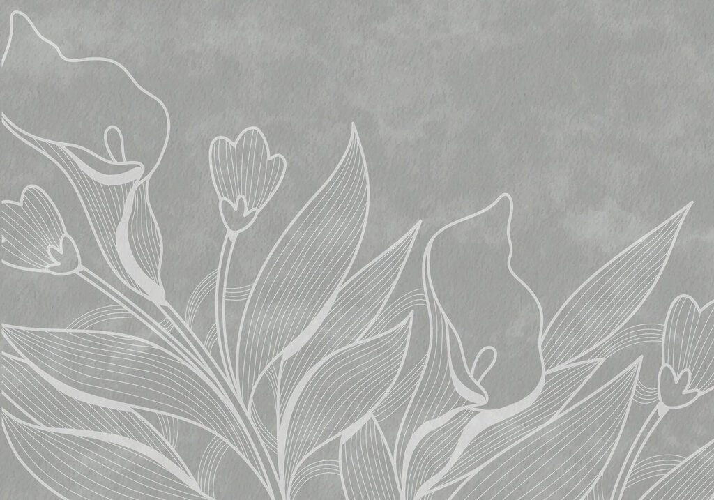 Witte lijntekening van bloemen Witte lijntekening van bloemen