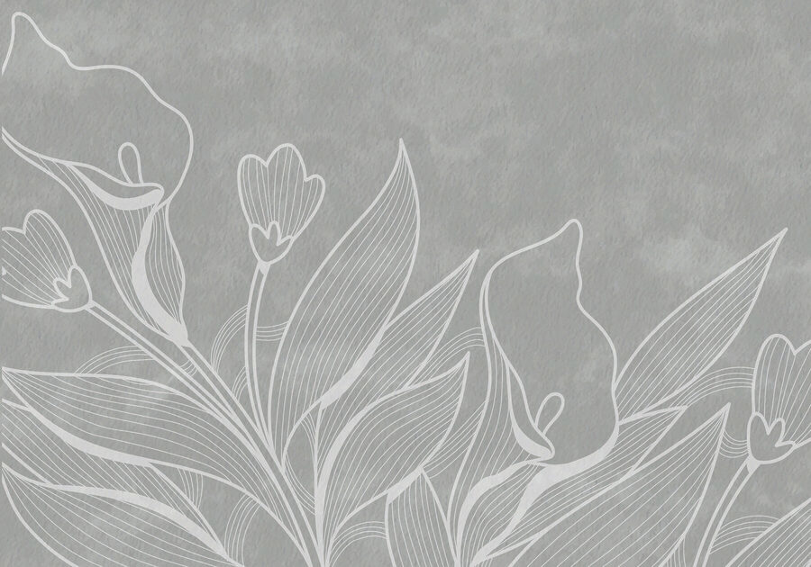 Witte lijntekening van bloemen