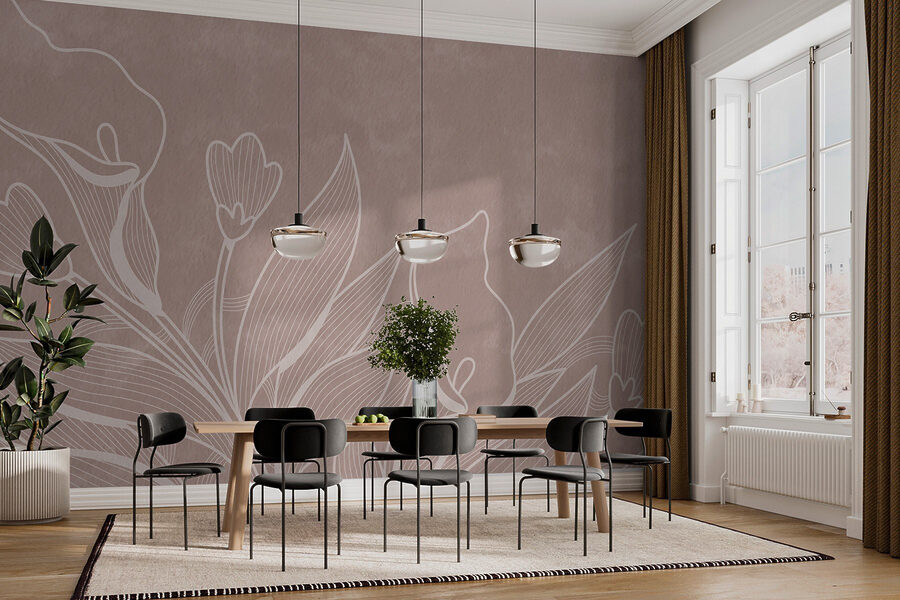 Delicaat lijnmotief met bloemen