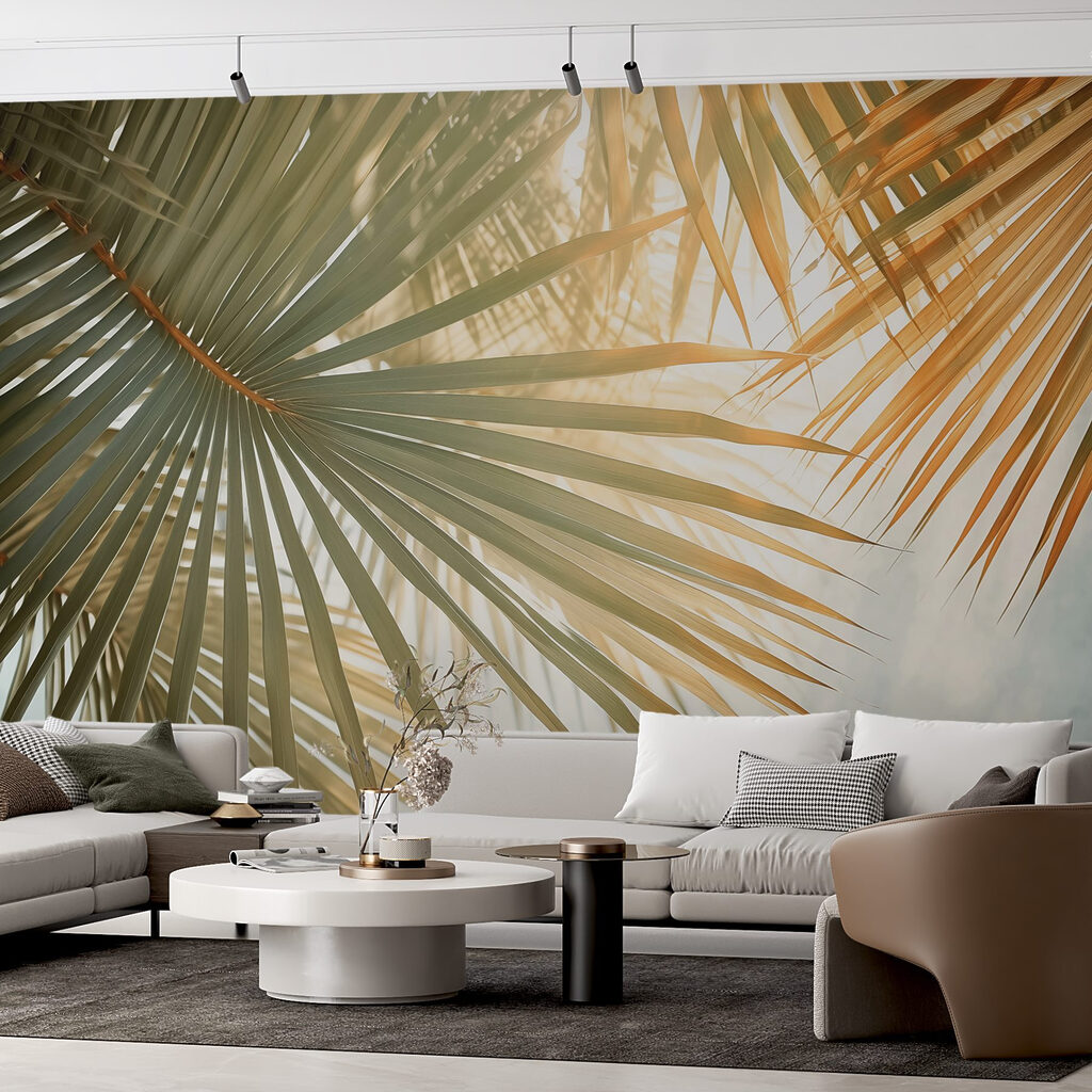 Serene palms under soft sunlight Serene palms under soft sunlight