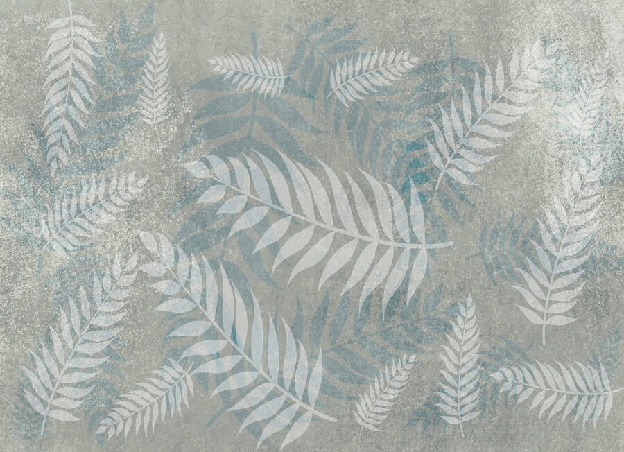 Grijs en blauw bladmotief Grijs en blauw bladmotief
