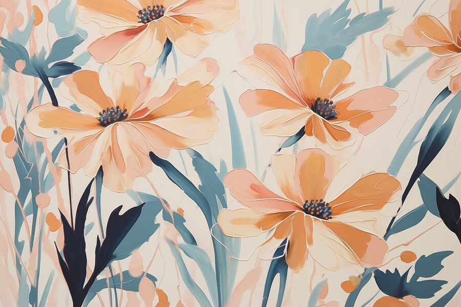 Schilderij van bloemen op een wit oppervlak
